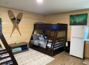 Interior of 4 person cabin lodging available in Ninilchik Alaska on the Kenai Peninsula