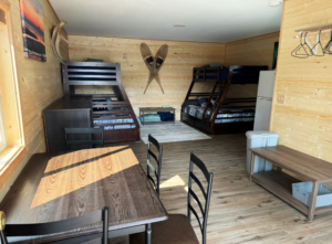 Interior view of 4 person cabin for lodging in Ninilchik, AK