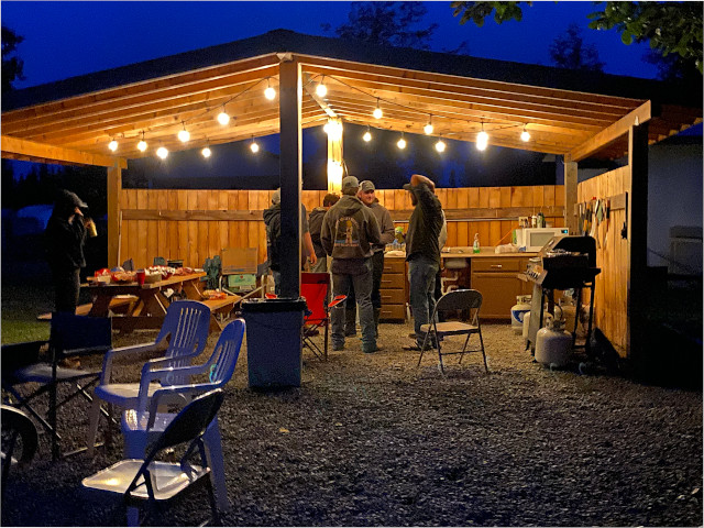 outdoor covered kitchen at our campground in Ninilchik